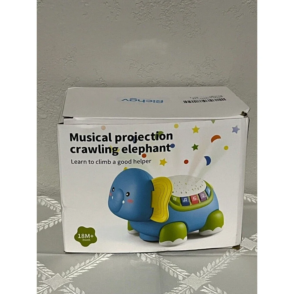 Musical Crawling Baby Toys 18 M+ Boy Girl Gift, Light Up Elephant